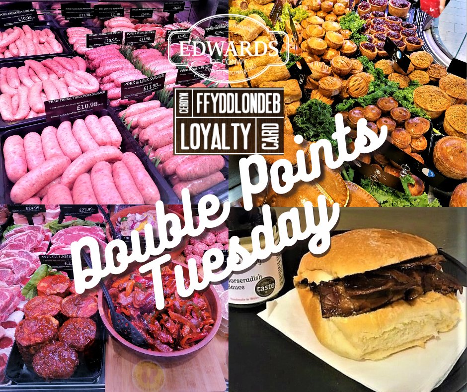 EdwardsofConwy's tweet photo. It's Tuesday so it's DOUBLE loyalty card points!
#HappyTuesday #GetThosePoints https://t.co/QEm4E8Any5