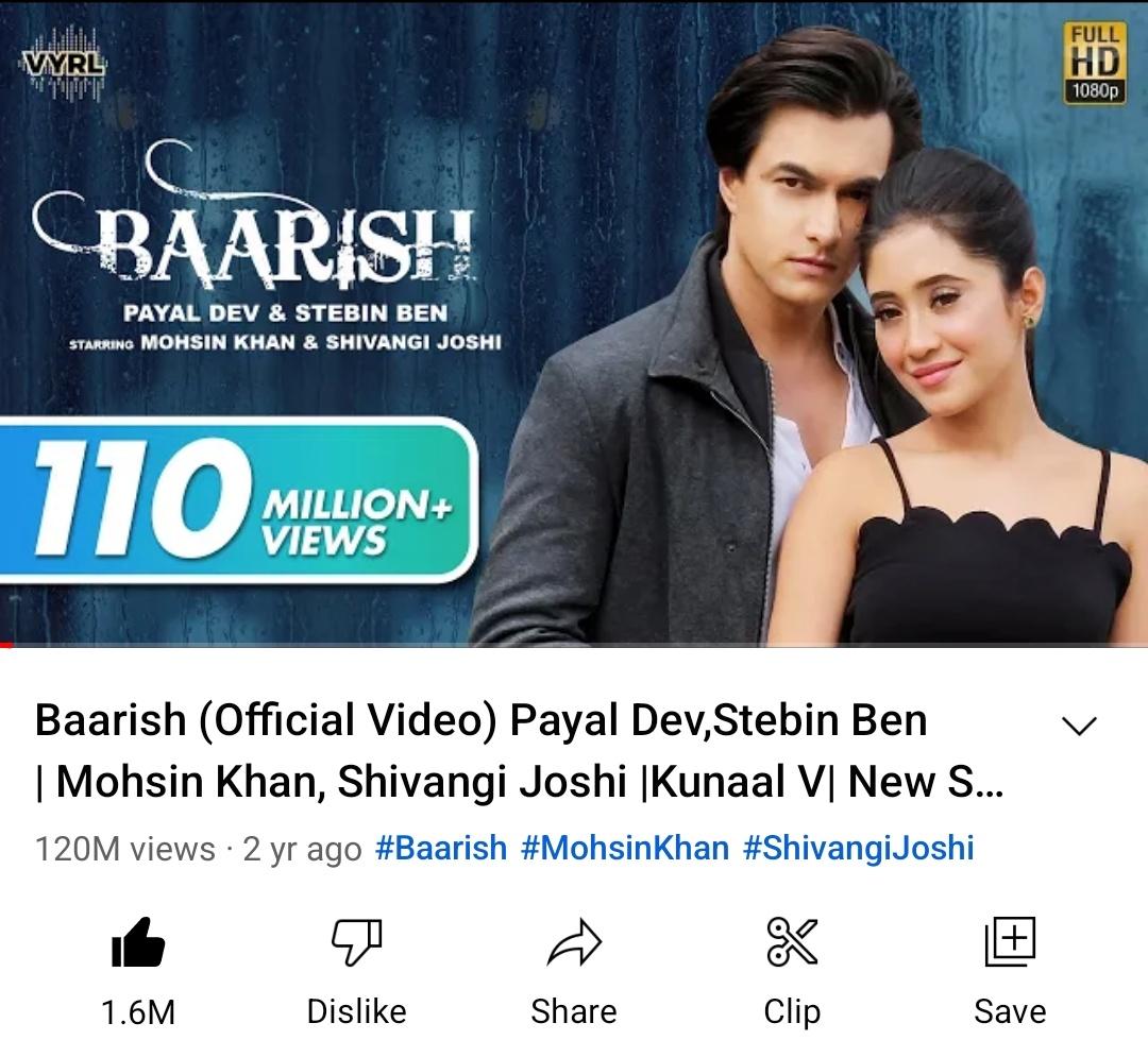 📽: BAARISH CROSSED 120M VIEWS ON YOUTUBE WITH 1.6M+ LIKES &amp; 113K+ COMMENTS 🥳❤<a href="/VYRLOriginals/">VYRL Originals</a>

#BAARISH #SHIVIN 
#BaarishWithShivin

🔗: youtu.be/WNSEXJJhKTU
 
@momo_mohsin <a href="/shivangijoshi10/">Shivangi Joshi</a>