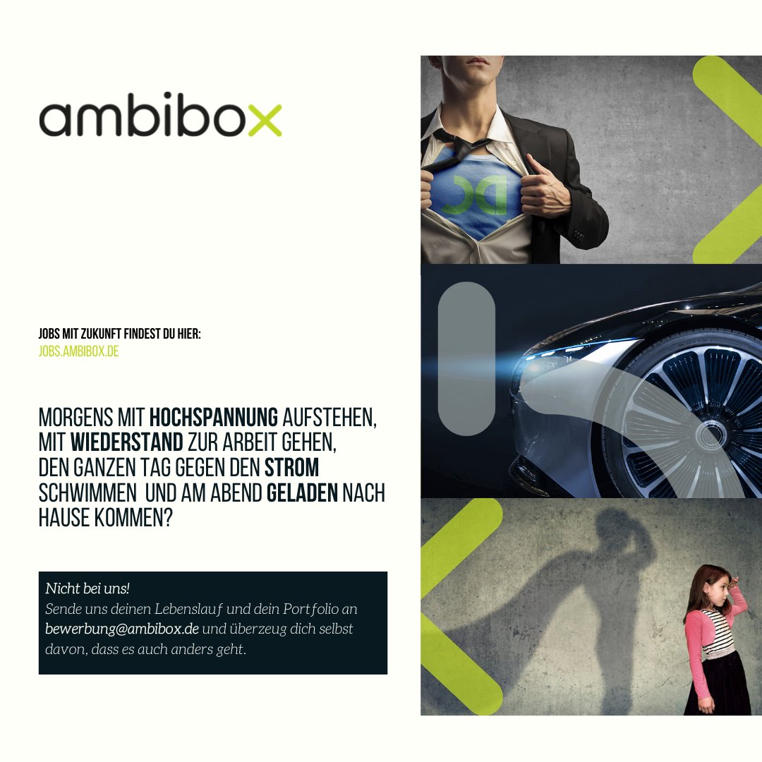 Morgens mit 𝗛𝗼𝗰𝗵𝘀𝗽𝗮𝗻𝗻𝘂𝗻𝗴 aufstehen,
mit 𝗪𝗶𝗲𝗱𝗲𝗿𝘀𝘁𝗮𝗻𝗱 zur Arbeit,
den ganzen Tag gegen den 𝗦𝘁𝗿𝗼𝗺 schwimmen und
am Abend 𝗴𝗲𝗹𝗮𝗱𝗲𝗻 nach Hause kommen?

𝘕𝘪𝘤𝘩𝘵 𝘣𝘦𝘪 𝘶𝘯𝘴! 𝘉𝘦𝘸𝘪𝘳𝘣 𝘥𝘪𝘤𝘩 𝘫𝘦𝘵𝘻𝘵 ...
jobs.ambibox.de #Job #mainz