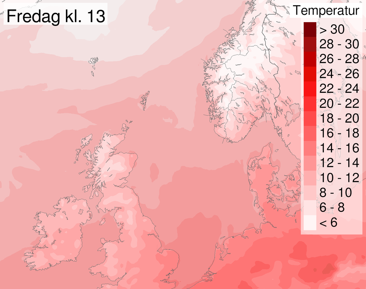 Varme luftmassar frå Europa gjer seg gjeldande i Sør-Norge dei neste dagane 📈Det er venta temperaturar opp mot 15-16 grader i kystnære strøk på Vestlandet, Sørlandet og etter kvart også på Østlandet. I går blei det målt 15,6 grader på Sola i Rogaland🌡️