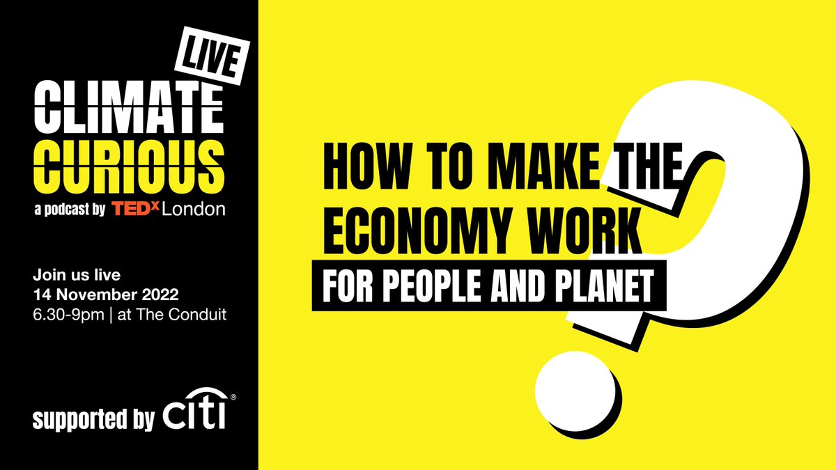 Money. It makes the world go round. Or does it? Find out at our upcoming #ClimateCuriousPod Live at @ConduitInsights November 14th. We're discussing how to make money work for people and planet. Grab your tickets for a tenner now: tedxlondon.com/climate-curiou…