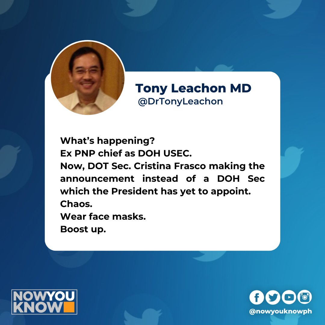 Physician-leader Tony Leachon urges the public to keep wearing facemasks and get boosted amid uncertainties in the Department of Health. #NowYouKnow #NYK