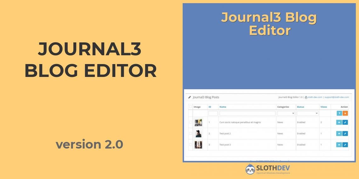 slothdevcom's tweet image. Alternative blog editor for journal 3 theme. Works with #opencart 3 and 2.3. Allows to manage robots tag, use ckeditor and develop custom features. #seo #webdev #Webdesign #development #ecommerce