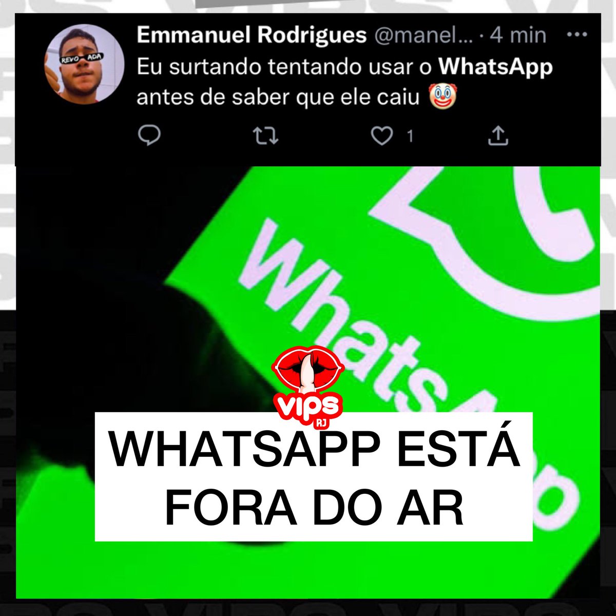 WHATSAPP ESTÁ FOTA DO AR! 

Usuários do App relatam falhas no Aplicativo  a partir das 02h da manhã. 
Até o atual momento não foi divulgado o motivo da queda, mas de acordo com alguns internautas a queda teria sido nível mundial! 

• EQUIPE RJVIPS