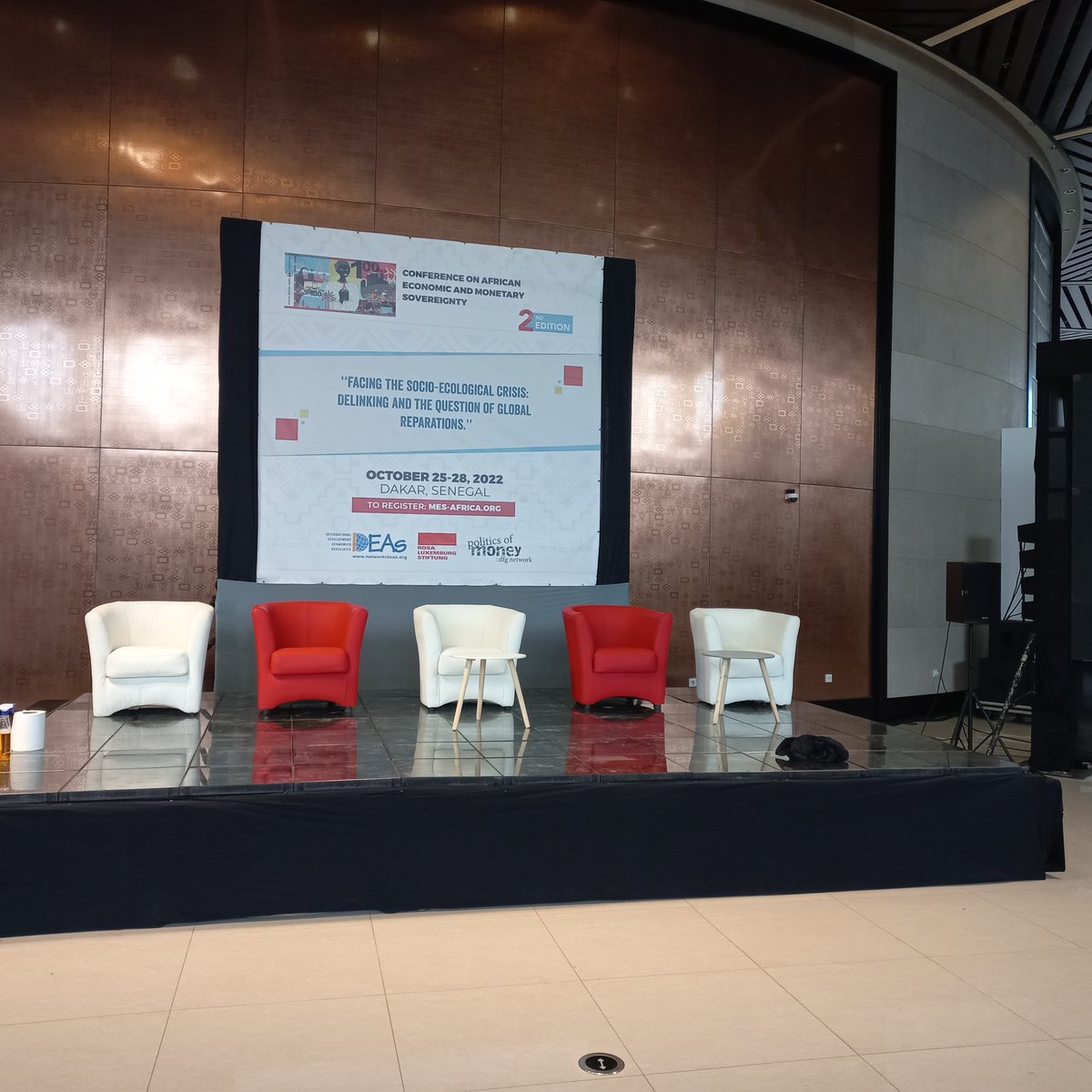 nssylla's tweet photo. We are setting the stage for the 2nd African #Economic and Monetary Sovereignty Conference:”Facing the socio-ecological crisis: #Delinking and the question of Global #Reparations”: https://t.co/l47YjPS48e. Follow the sessions live via: https://t.co/Kjf6fcDMFr , starting in 45 min https://t.co/sXy5LJZgGv
