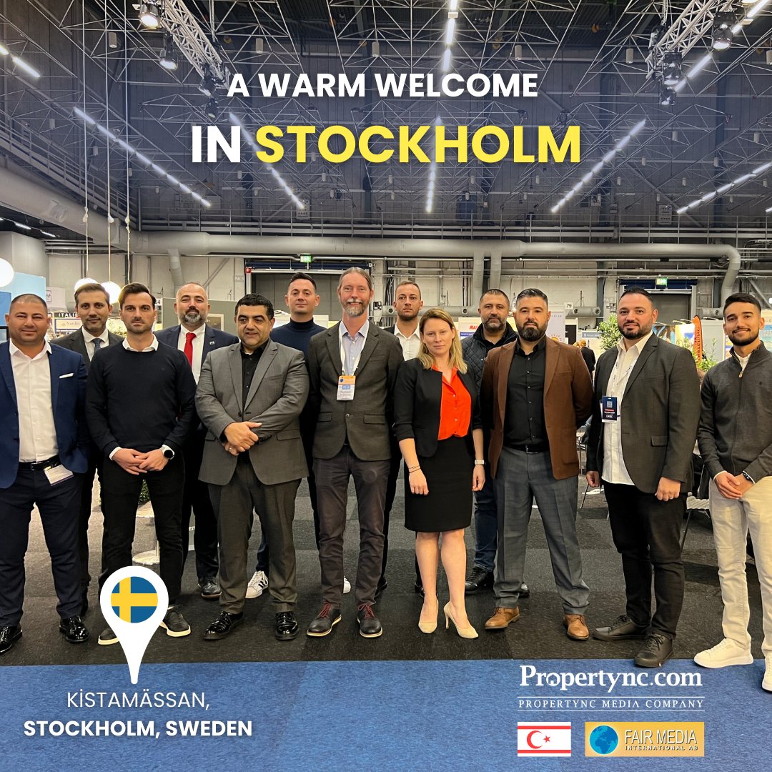 PropertyncMC's tweet photo. https://t.co/2V7WgZIXvC

A Warm Welcome In Stockholm
As Propertync, we continue to bring together the leading companies of Northern Cyprus with participants from all over the world.
.
#propertync #propertymanagement #propertyinvestment #property #realestate #stockholm #exhibition https://t.co/XCAz4BROso