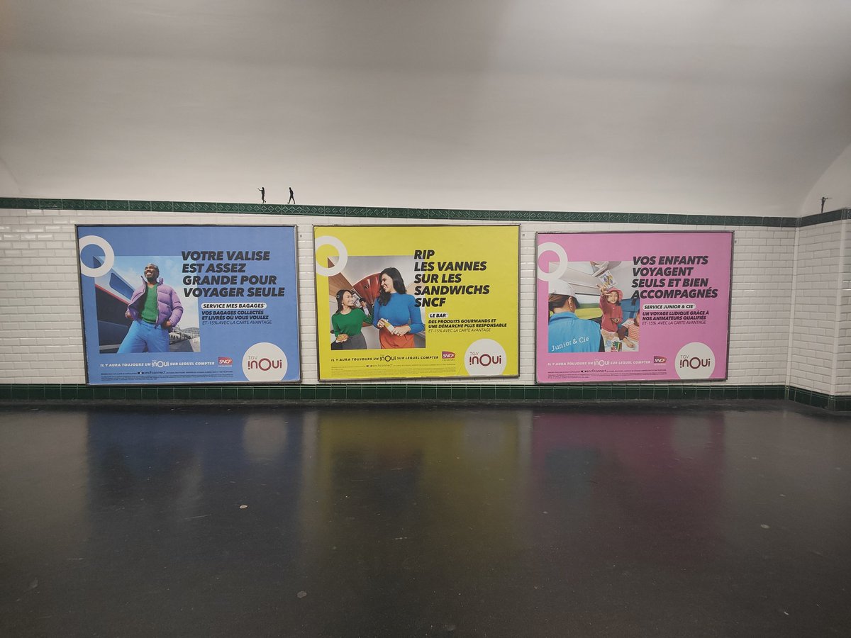 Présents sur près de 1400 panneaux, les services #mesbagages, #junioretcie et le bar <a href="/TGVINOUI/">TGV INOUI</a> égaient les couloirs de 120 stations  de métro et RER du réseau <a href="/RATPgroup/">RATP Group</a> jusqu'à dimanche.
<a href="/SBonnetainDabi/">S.Bonnetain-Dabi</a> 
<a href="/franckbenoit91/">Franck Benoit</a>