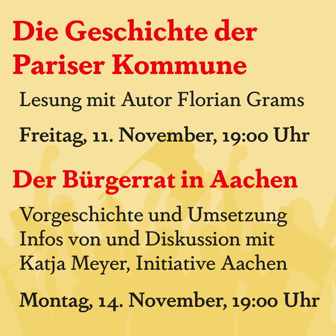 Muensterliste's tweet photo. 150 Jahre Pariser Kommune 
Veranstaltungen zur Ausstellung im Bennohaus
09. bis 20. November

#Münsterliste #MSListe #münster https://t.co/Z4qGeAKaMJ