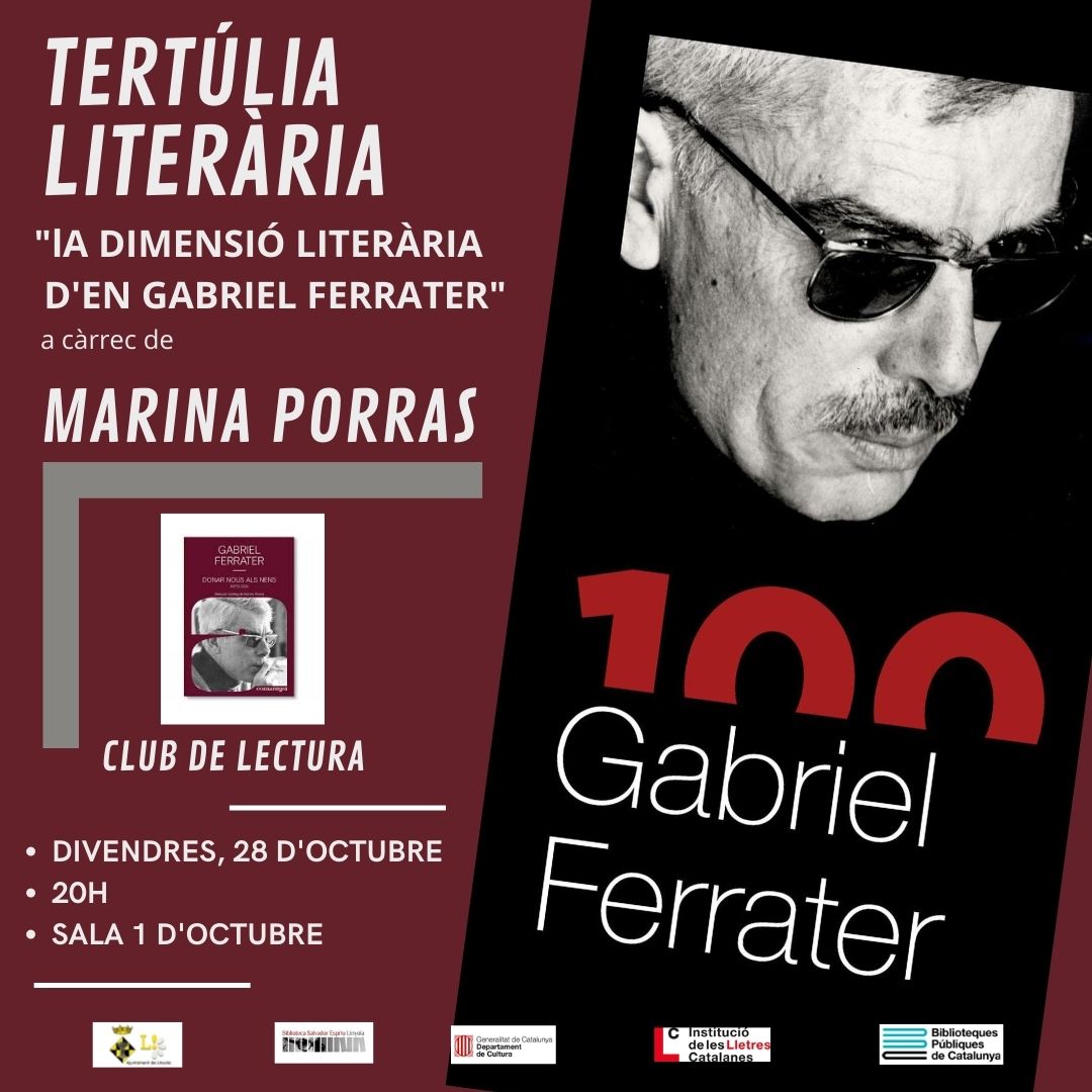 Aquest proper divendres, seguint amb la celebració de l'#AnyFerrater a #Linyola, us proposem  una xerrada/tertúlia literària a càrrec de <a href="/mporrasmarti/">Marina Porras Martí</a>, professora i crítica literària. Us hi esperem!
<a href="/AnyFerrater/">AnyFerrater</a>
<a href="/AjLinyola/">Ajuntament Linyola</a> <a href="/cultura_cat/">Cultura</a> <a href="/lletres/">Lletres catalanes</a> <a href="/bibliotequeslle/">Biblioteques Lleida</a> <a href="/bibliotequescat/">Biblioteques</a>