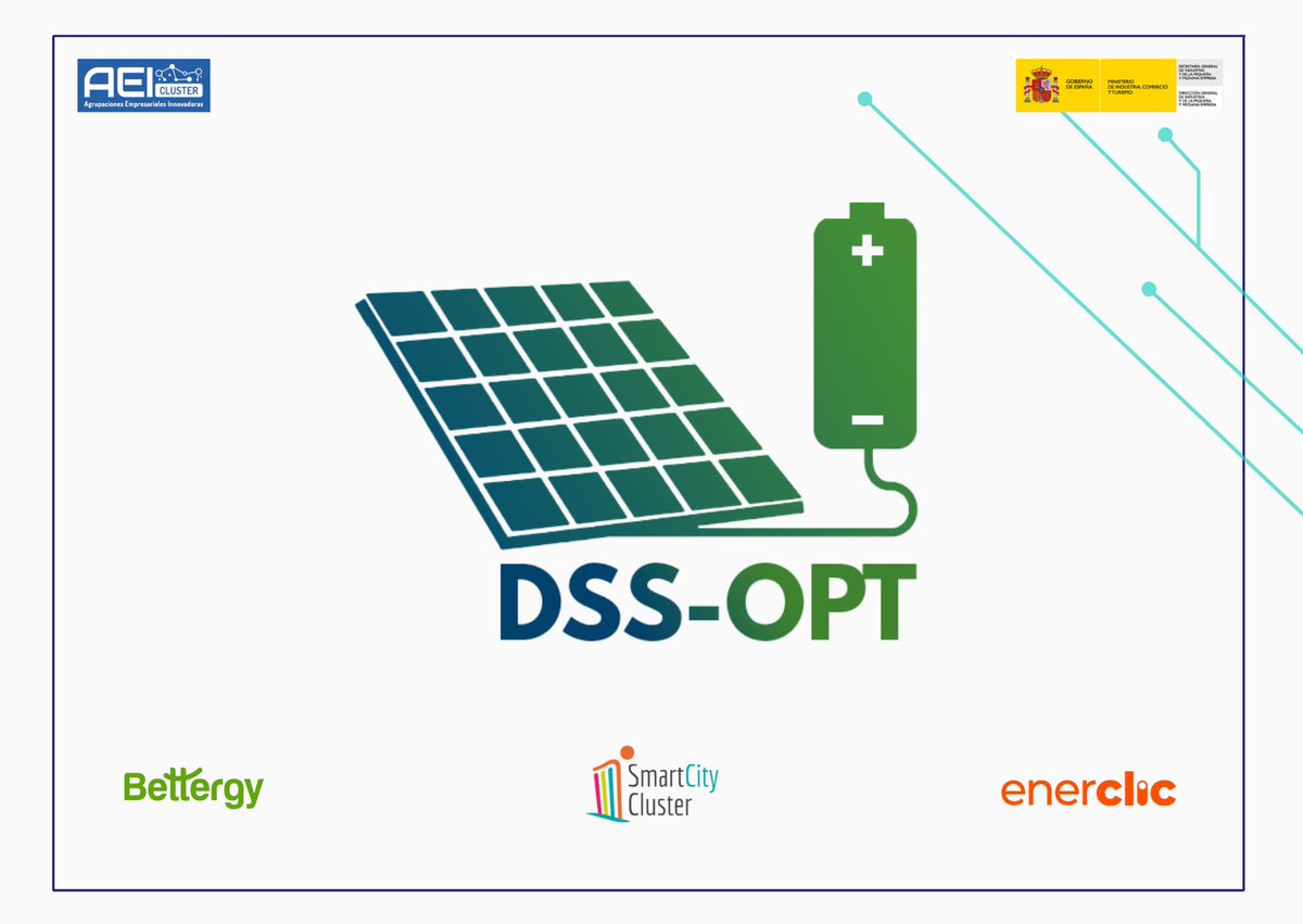 bettergy's tweet photo. #Bettergy y @enerclic avanzamos en el proyecto DSS-OPT, una solución #software que incorpora el potencial del #almacenamiento energético al autoconsumo #solar

Nos apoya @mincoturgob @dgipyme en el marco Convocatoria #AEI2022

Gracias @smartcityclust por vuestro soporte https://t.co/gSEn0LTLb4