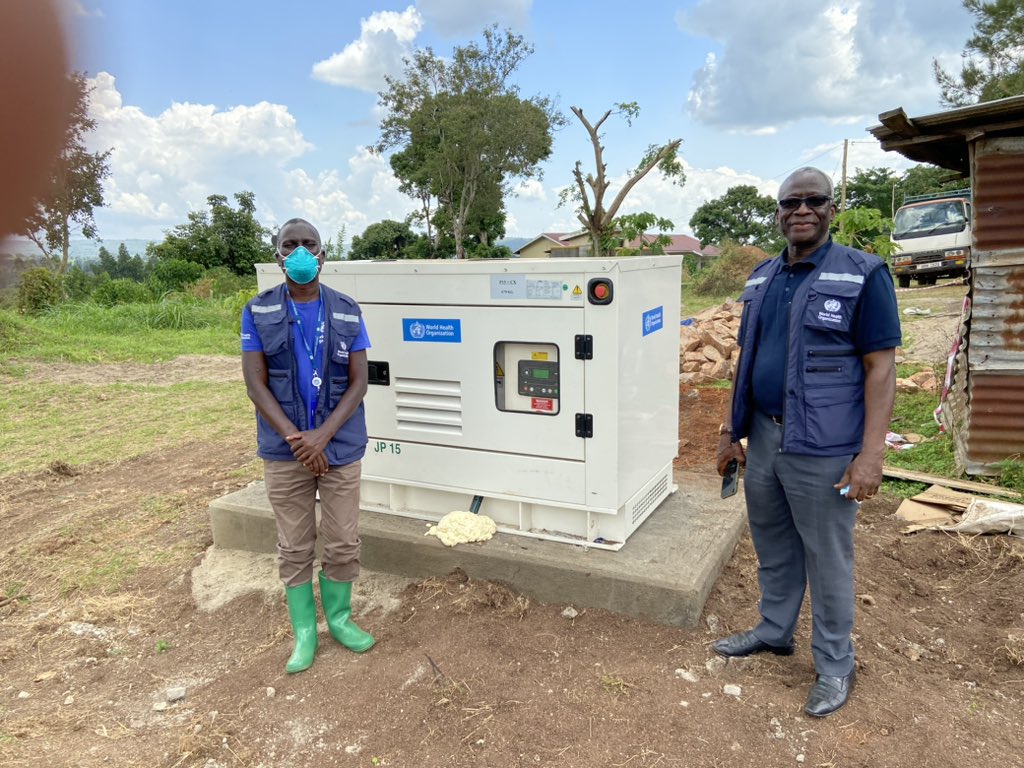 BrakaFiona's tweet photo. Power generators donated by @WHOUganda to Mubende Hospital and Madudu Health Center in Uganda are supporting #Ebola response and broader health service delivery #HealthSecurity https://t.co/GWfltc4JfG