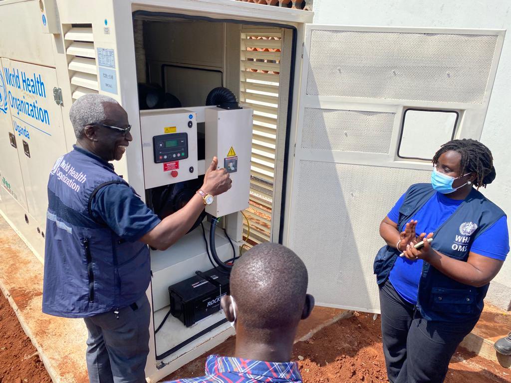 BrakaFiona's tweet photo. Power generators donated by @WHOUganda to Mubende Hospital and Madudu Health Center in Uganda are supporting #Ebola response and broader health service delivery #HealthSecurity https://t.co/GWfltc4JfG