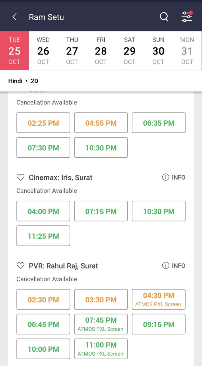 Priyam_Sharmaaa's tweet photo. #Surat bhi machaa raha hain💪💯🔥
RamSetu storms everywhere 🚩🚩
#AkshayKumar𓃵
#RamSetuInCinemasNow
#RamSetuFDFS https://t.co/AQL1EPFsbQ