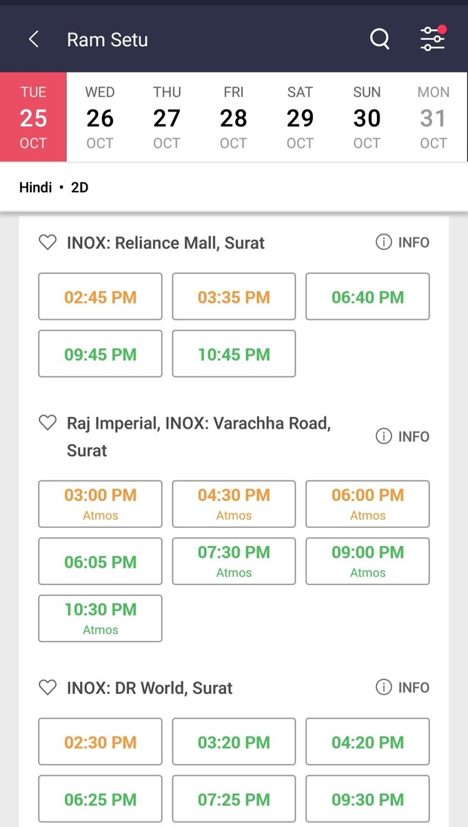 Priyam_Sharmaaa's tweet photo. #Surat bhi machaa raha hain💪💯🔥
RamSetu storms everywhere 🚩🚩
#AkshayKumar𓃵
#RamSetuInCinemasNow
#RamSetuFDFS https://t.co/AQL1EPFsbQ