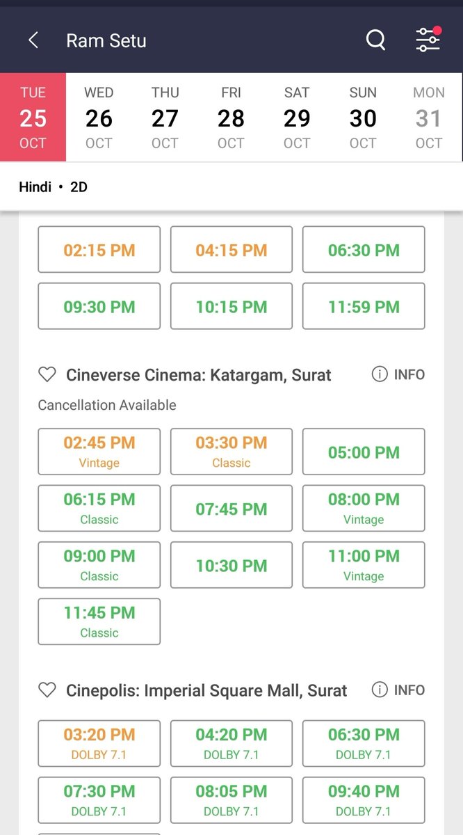 Priyam_Sharmaaa's tweet photo. #Surat bhi machaa raha hain💪💯🔥
RamSetu storms everywhere 🚩🚩
#AkshayKumar𓃵
#RamSetuInCinemasNow
#RamSetuFDFS https://t.co/AQL1EPFsbQ