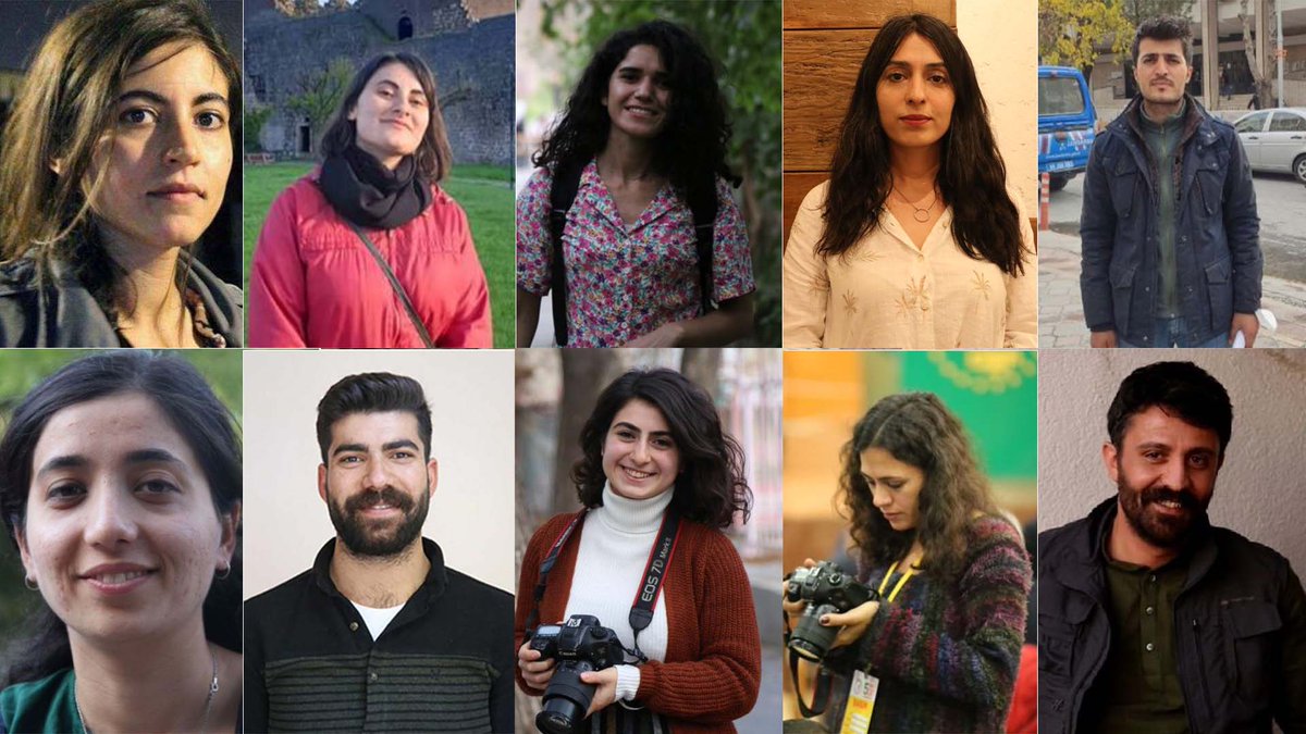 DFGDernegi's tweet photo. 10 journalists were detained in raids in Ankara, Istanbul, Van, Diyarbakir, Urfa and Mardin.

From the Mesopotamia Agency;  Diren Yurtsever, Selman Güzelyüz, Emrullah Acar, Hakan Yalçın, Berivan Altan, Zemo Ağgöz, Ceylan Şahinli from JINNEWS;  Habibe Eren, Öznur Değer, Derya Ren https://t.co/OeZxgBkK01