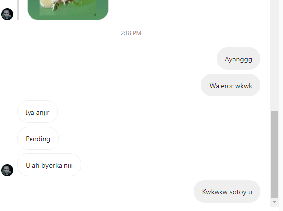 ChLa_'s tweet photo. Jarang chat2an sama ayang kalo jam kerja, untung wa error jadi ada bahan DM ig doi wkkwkw https://t.co/vUmH2zDPp4
