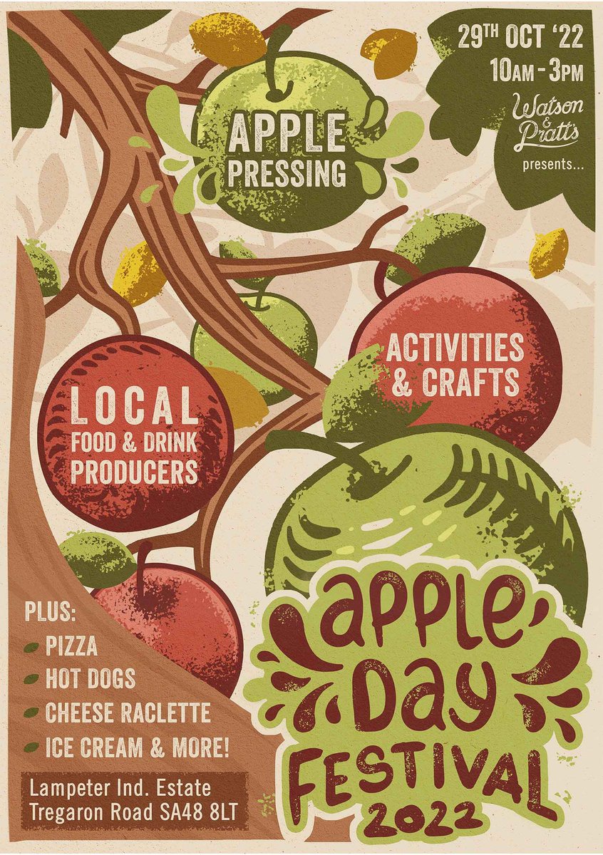 Apple Day at Watson and Pratt's in Lampeter this Saturday 10-3.

Come and meet us and try our range of organic Welsh gins.

Fe welwn i chi yno!
See you there!