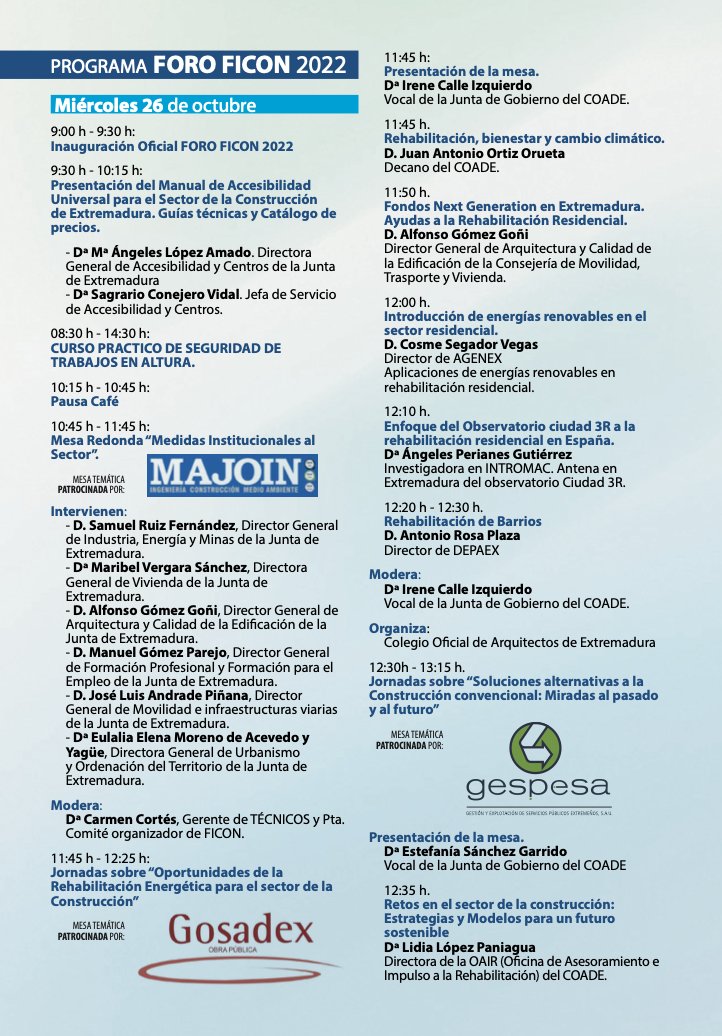 FiconFeval's tweet image. ⌛️Cuenta atrás para que comience #ForoFicón 🏗.
Mañana abre sus puertas en @FEVAL_ en #DonBenito. 
El programa viene cargado de novedades y jornadas muy interesantes. 🔝
INSCRÍBETE AHORA  ➡ feval.com/ficon/
 #feriasextremadura #feval #extremadura #Construcción