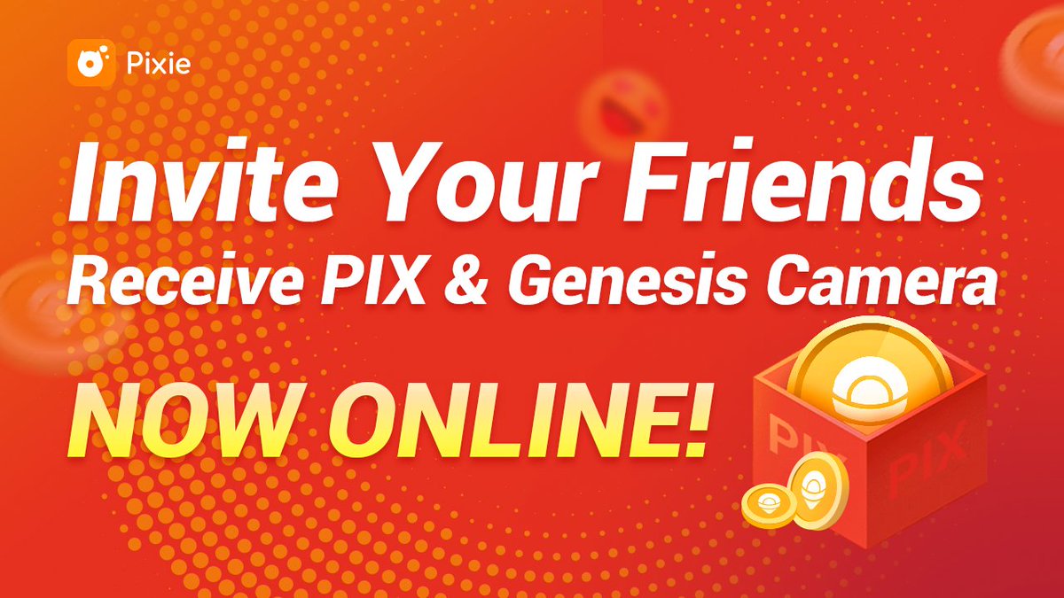 PixieApp's tweet photo. The Invitation Program is now officially online!
Invite your friends and win PIX rewards and Genesis Cameras! https://t.co/4U3NnQHaTq