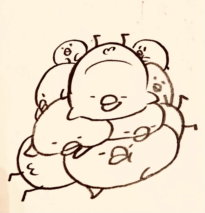 群れたひよこの絵を描いてあげると
「この子がイイ♡」とか
「この子ズルいよ!」
「この赤ちゃんかわいい～」
「この子が私でコレ弟君ね!」
などなど、好きなように想像してくれて楽しい😊 