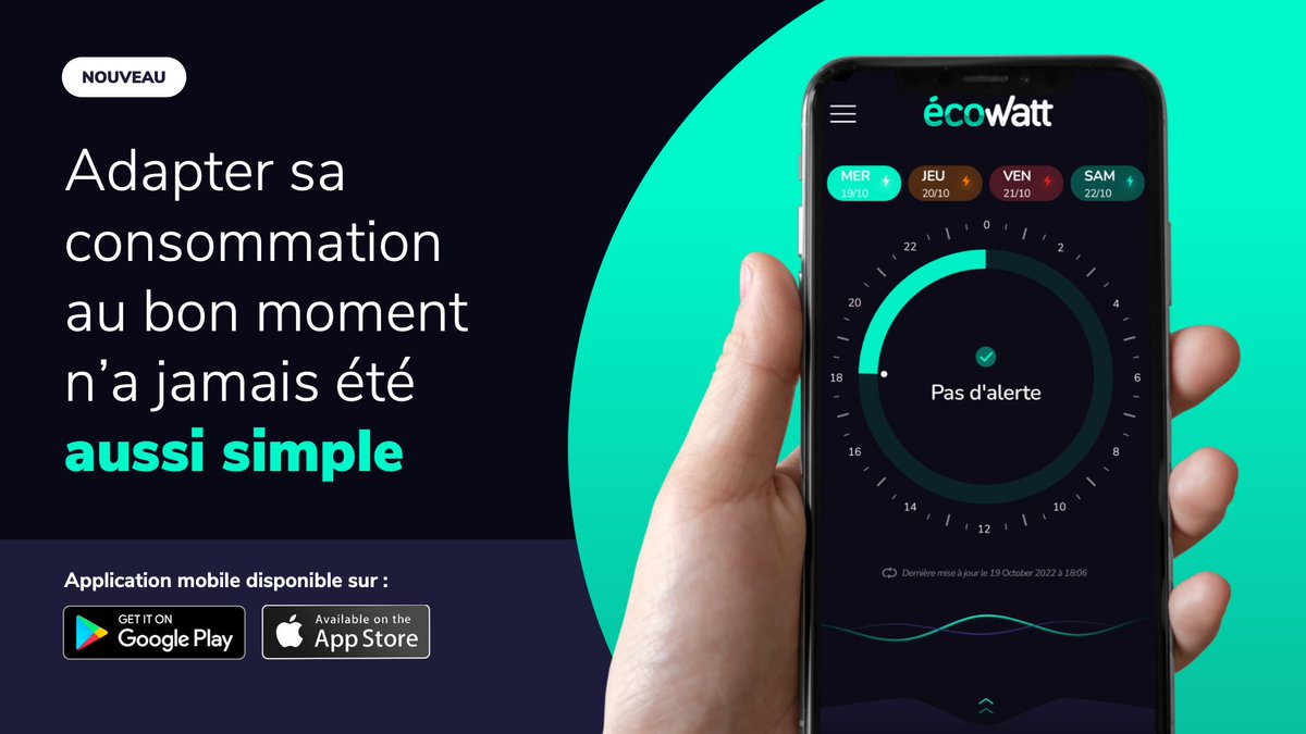 #EcoWatt est maintenant disponible sur mobile avec des notifications aux moments exacts où les éco-gestes seront les plus utiles les jours de tension.

Si tous ceux qui le peuvent jouent le jeu, nous y arriverons.

rte-france.com/actualites/app…