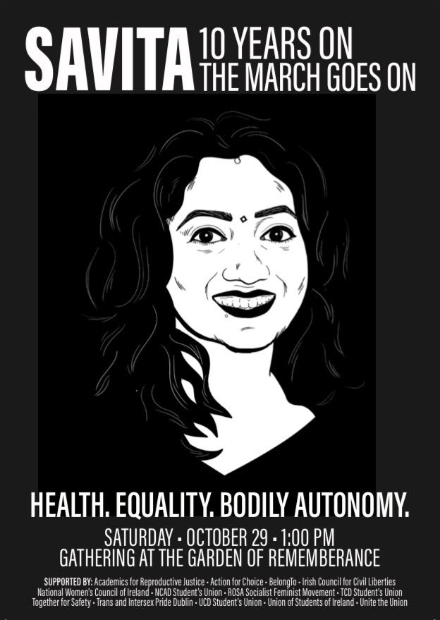 Very proud to be marching on Saturday to remember Savita and remind government that the 66.4% of us that voted YES in 2018 are still here 

#savitamarch #savitaneveragain #repealedthe8th #repealreview #safeaccesszonesnow #AbortionIsHealthcare #AbortionRightsAreHumanRights