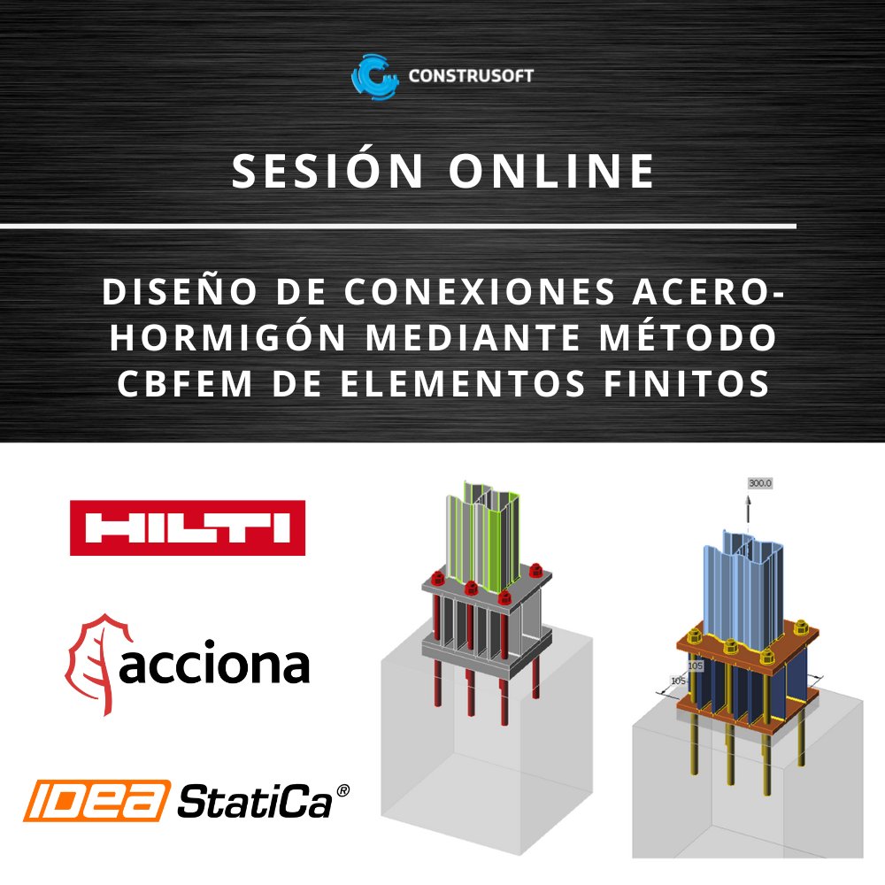 Construsoft_es's tweet photo. ✅ Webinar Diseño de conexiones acero-hormigón mediante método CBFEM de elementos finitos

Descubre de la mano de #Hilti España, #IDEAStatica y ACCIONA cómo diseñar conexiones estructurales con el método #CBFEM.

📌 Más información: https://t.co/FfhdUPdIpW https://t.co/WNcdngDsKC