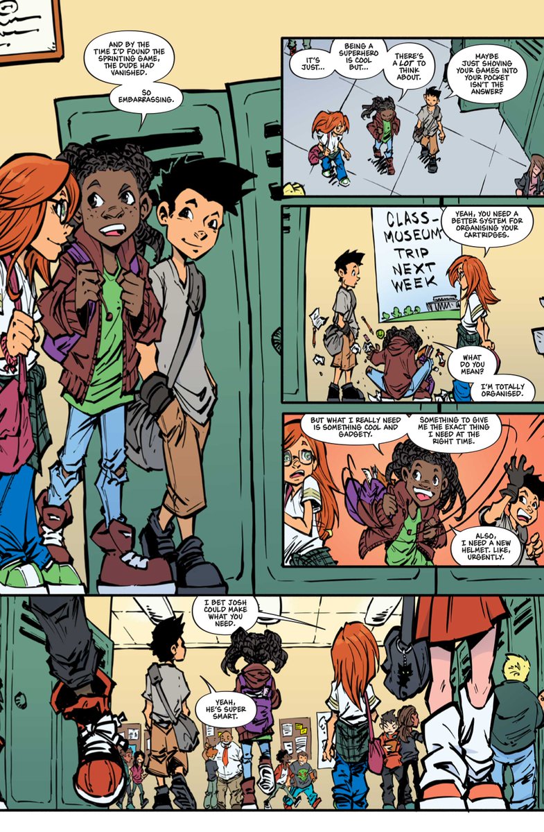 ellaupgraded's tweet photo. What's that? You'd like a sneak preview of Ella Upgraded Vol 2? Well...OK. Here's the first four pages. To read the rest, head over to https://t.co/zr0BkDMZCl and order a copy!

Art by @ArucardPL 
Colors by @notjulianamoon and @drebasantos 
Letters by @CampbellLetters https://t.co/u9yPx8Dl4i