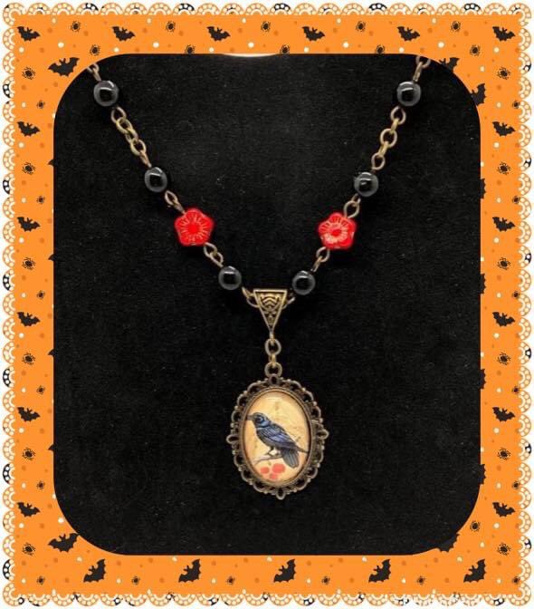 Never more quoth the Raven  
#pirateswag #pirateswaggiftideas #pirateswagfacebookshop #supporthandmade #Halloween #ravennecklace