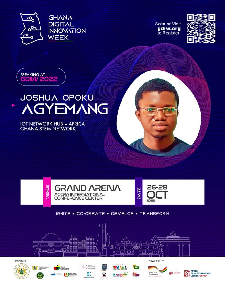 iotnetworkhub's tweet image. The Ghana Digital Innovation Week commences tomorrow, the 26th of October 2022 at the Grand Arena (opposite the AICC) at 9:00am prompt. 
IoT Network Hub will be participating fully in all events. Let&apos;s connect, learn and share!
#GDIW22
#IoTNetworkHub
#TheCommunityOfTheFuture