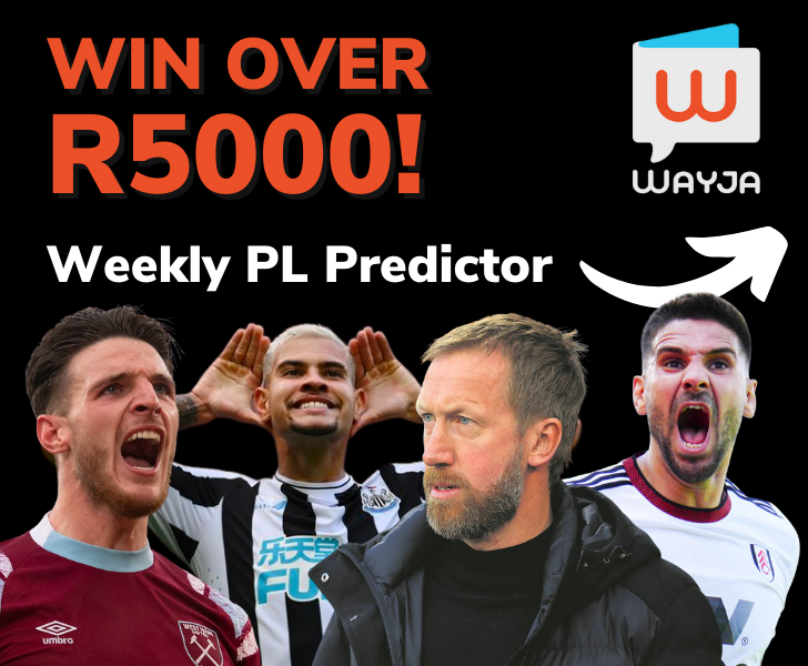 LetsWayja's tweet photo. 🚨 The weekly PL Predictor pool is up! 🚨
Come predict this weekend's #PremierLeague scores in our chosen fixtures and stand a chance to WIN over R5000! ⚽️💰
Details in the images! Enter here: https://t.co/V1nKey205C
#LetsWayja https://t.co/jdJbW5w73W