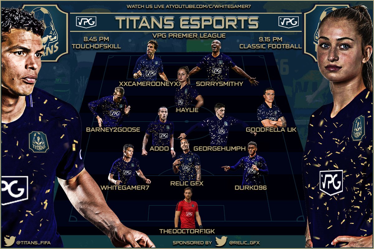 Our teamsheet for the opening games of the <a href="/OfficialVPG/">Virtual Pro Gaming</a> Premier League season. Matches versus familiar opponents in <a href="/TouchOfSkill2/">Touch Of Skill</a> and @CF_Pro_Club 

Good luck to the other teams - watch us live at youtube.com/c/WhiteGamer7 from 20:45
