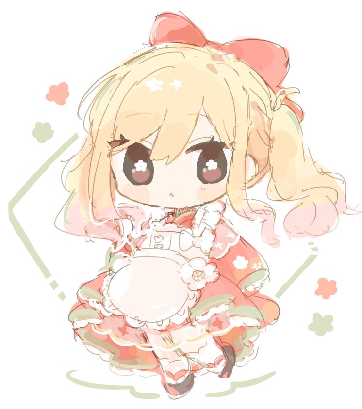 1girl solo twintails chibi blonde hair bow hair bow  illustration images