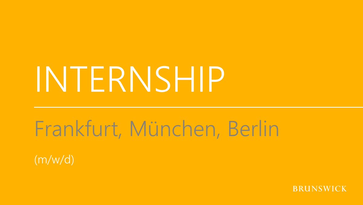 brunswick_de's tweet photo. WE ARE HIRING 
Du willst im Rahmen eines abwechslungsreichen Praktikums Dein gelerntes Wissen in der strategischen Kommunikationsberatung anwenden? Dann ergreife jetzt die Chance und bewirb Dich an einem unserer Standorte in Frankfurt, München oder Berlin: https://t.co/bZU6aUJJYD https://t.co/9omB9wDAjI