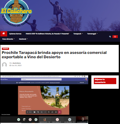 ProChile_T's tweet photo. Agradecemos a la Prensa de #Tarapacá @CEI_Noticias, @reporteroiqq por sus publicaciones sobre la asesoría comercial exportable a Vino del Desierto. #Iquique

@Gore_Tarapaca apoya la internacionalización de las empresas regionales a través de FNDR.

https://t.co/KIpqL9LBsI https://t.co/xGUpPhjBtA