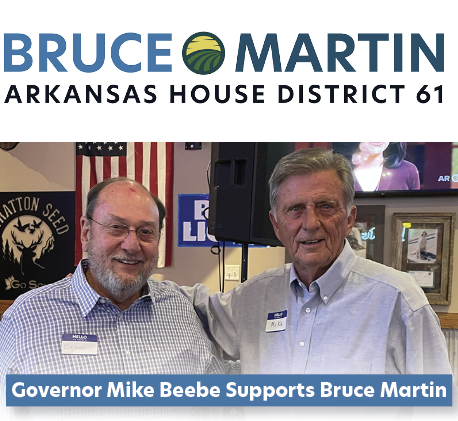 BruceMartinAR's tweet photo. Having the support of former Governor Mike Beebe means the world to me. He lived out the values we all hold dear in the Delta. He’s a true treasure and one of the best Arkansas has produced. I’m humbled he’s on #TeamBruce. https://t.co/ylX4wqQ71a