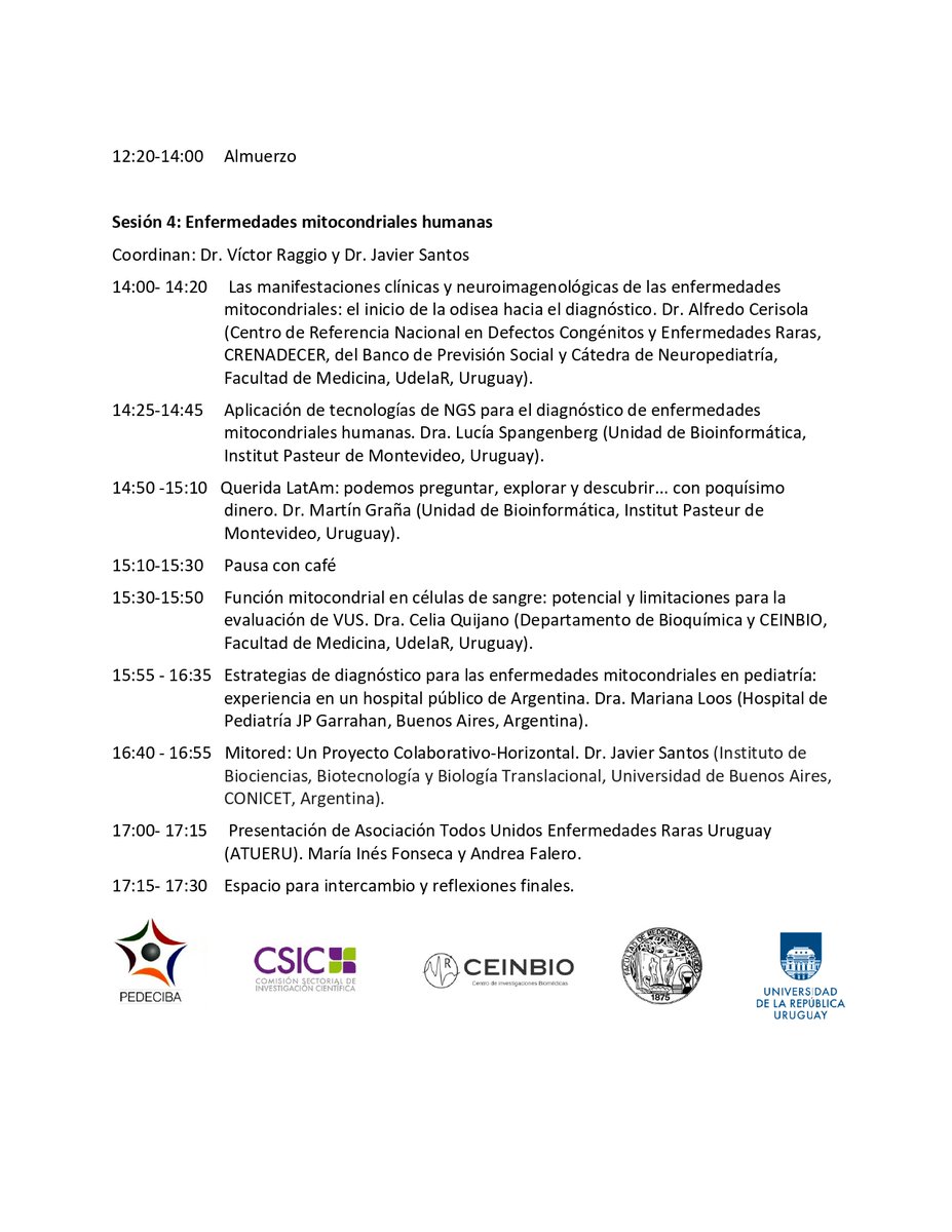 Les compartimos la invitación al Simposio: Rol de la mitocondria en la patología, los días 9 y 10 de noviembre, en <a href="/fmedoficial/">fmedoficial</a> Organiza: <a href="/ceinbio/">CEINBIO</a> Más información e inscripciones en: ceinbio.edu.uy/conferencias/s…