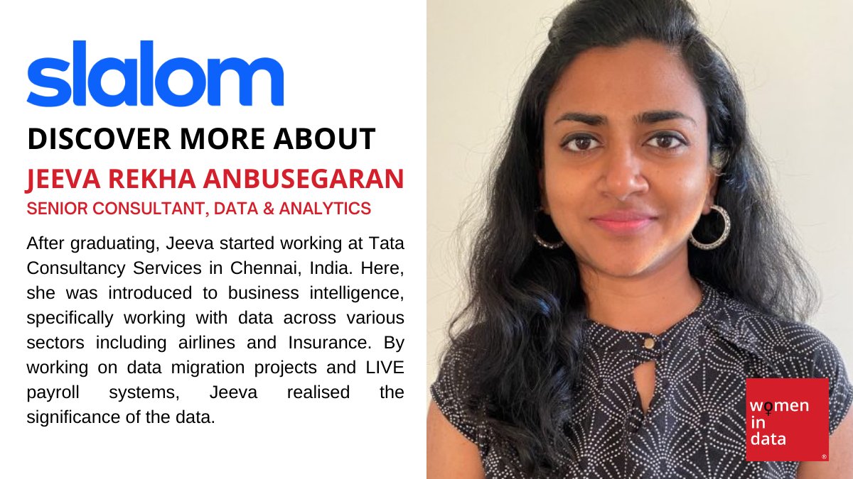 Women_In_Data's tweet photo. 🌟@SlalomUK Spotlight | Jeeva Rekha Anbusegaran

Discover more on why Jeeva has been highlighted as a stand out woman in data here ➡️ https://t.co/oThvUCOKWl 

#WomenInData #Data #WomanInData #GenderParity #Equality #Diversity #Inclusion #Recognition #DandI #Slalom #SlalomTeam https://t.co/YghJEb6ix2