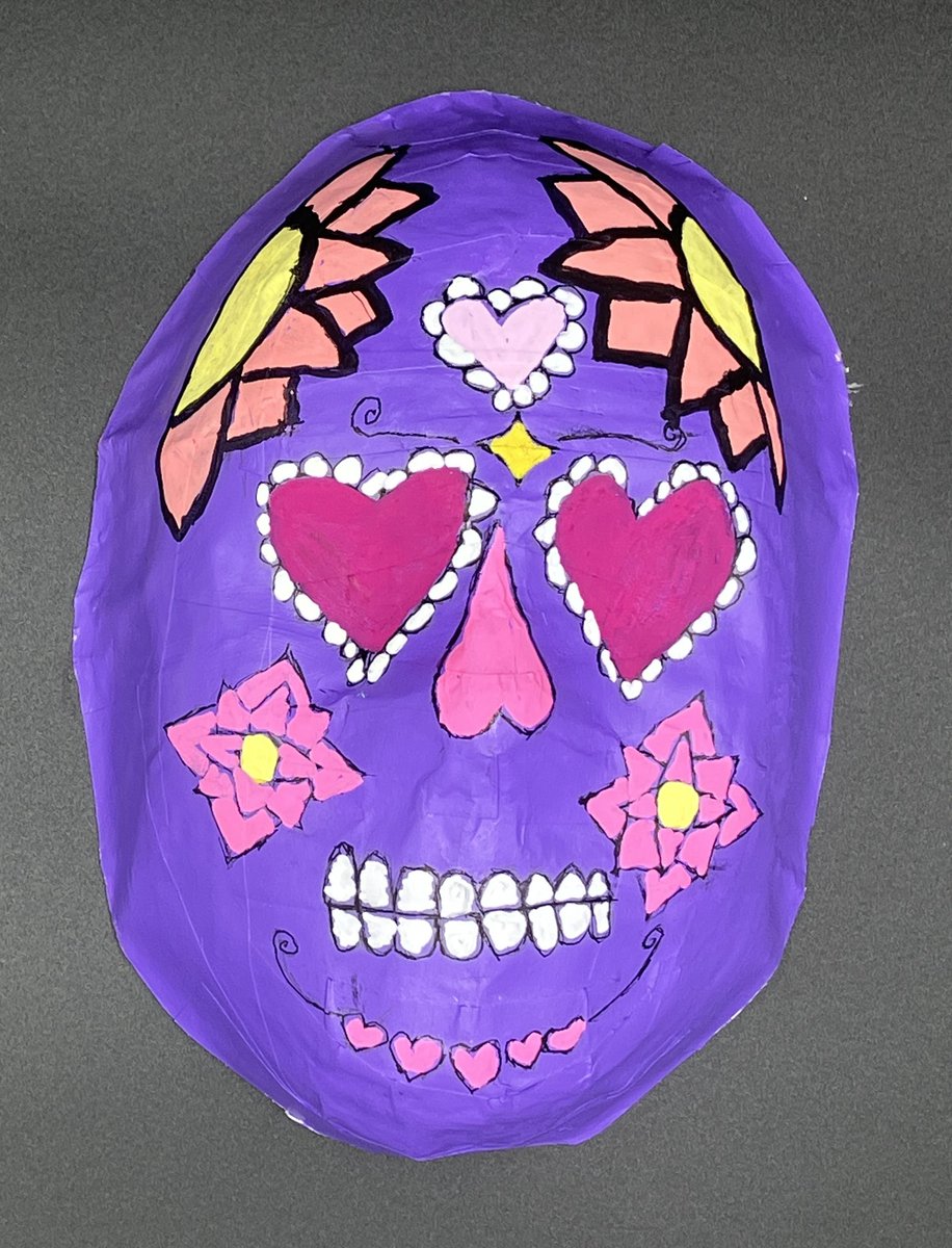 DatArtClassTho's tweet photo. Day of the Dead Display @LandrumMS @springbranch_va @sbisdarts #diadelosmuertos #papermachemask #calaveras #middleschoolart https://t.co/N3Ywp5ZQym