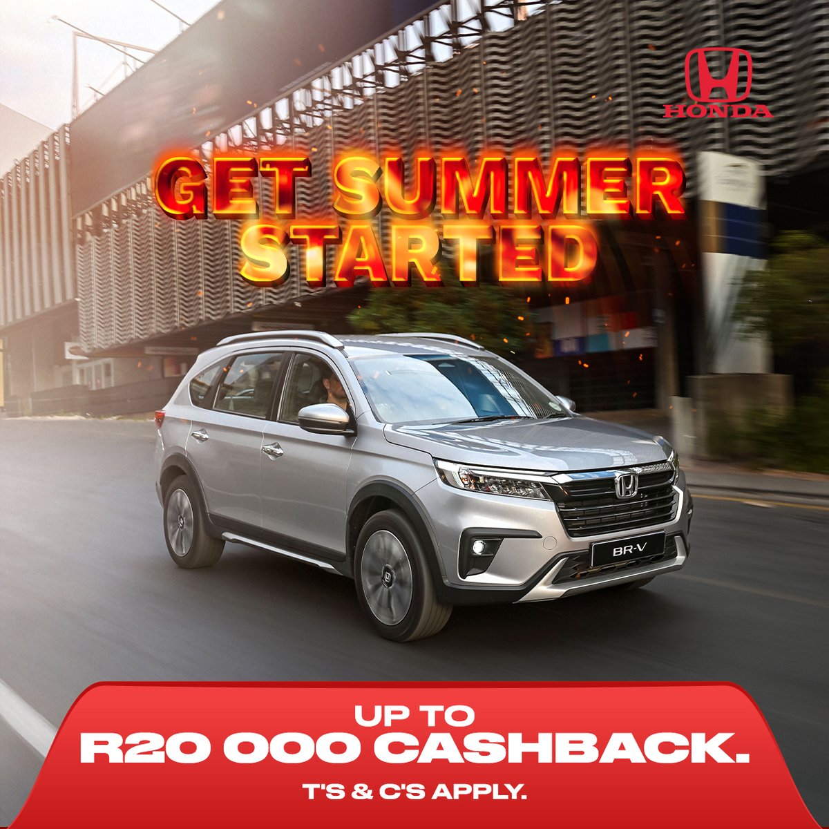 HondaSA's tweet photo. With an early buyer special of R20 000 Cashback on our BR-V, it's definitely going to be a summer worth celebrating! Find your nearest dealer to take advantage of this sizzling summer promotion.
#HondaSA #GetSummerStarted
Find a Dealer: https://t.co/URr2TnorLp. https://t.co/OECNXL4fRS