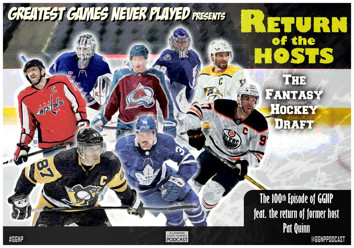 ggnppodcast's tweet photo. Join in with special guest &amp; former host @SlimQuinn on a very special 100th episode!!!🎙

Listen in on a live fantasy hockey draft🏒, while we revisit &amp; reimagine some of #GGNP's biggest hits.

Thanks to everyone who's been along for the past 100!!🙏
https://t.co/7liVjjCdcI https://t.co/eXz4B0kjtn