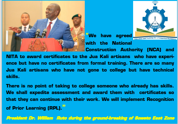 TVET Authority Kenya (@tvetakenya) on Twitter photo President William Ruto roots for Recognition of Prior Learning (RPL) for skilled Jua Kali artisans...
<a href="/StateHouseKenya/">State House Kenya</a> <a href="/EduMinKenya/">Ministry of Education, Kenya (MoE)</a> <a href="/WilliamsRuto/">William Samoei Ruto, PhD</a> <a href="/Langat_Kipkirui/">Langat Kipkirui, MBS, Director General TVETA Kenya</a> <a href="/JuaKali_Skills/">Kenya National Federation of Jua Kali Associations</a> <a href="/mwakima_dr/">Dr. Margaret Mwakima</a> #RPLke #juakali President William Ruto roots for Recognition of Prior Learning (RPL) for skilled Jua Kali artisans...
<a href="/StateHouseKenya/">State House Kenya</a> <a href="/EduMinKenya/">Ministry of Education, Kenya (MoE)</a> <a href="/WilliamsRuto/">William Samoei Ruto, PhD</a> <a href="/Langat_Kipkirui/">Langat Kipkirui, MBS, Director General TVETA Kenya</a> <a href="/JuaKali_Skills/">Kenya National Federation of Jua Kali Associations</a> <a href="/mwakima_dr/">Dr. Margaret Mwakima</a> #RPLke #juakali