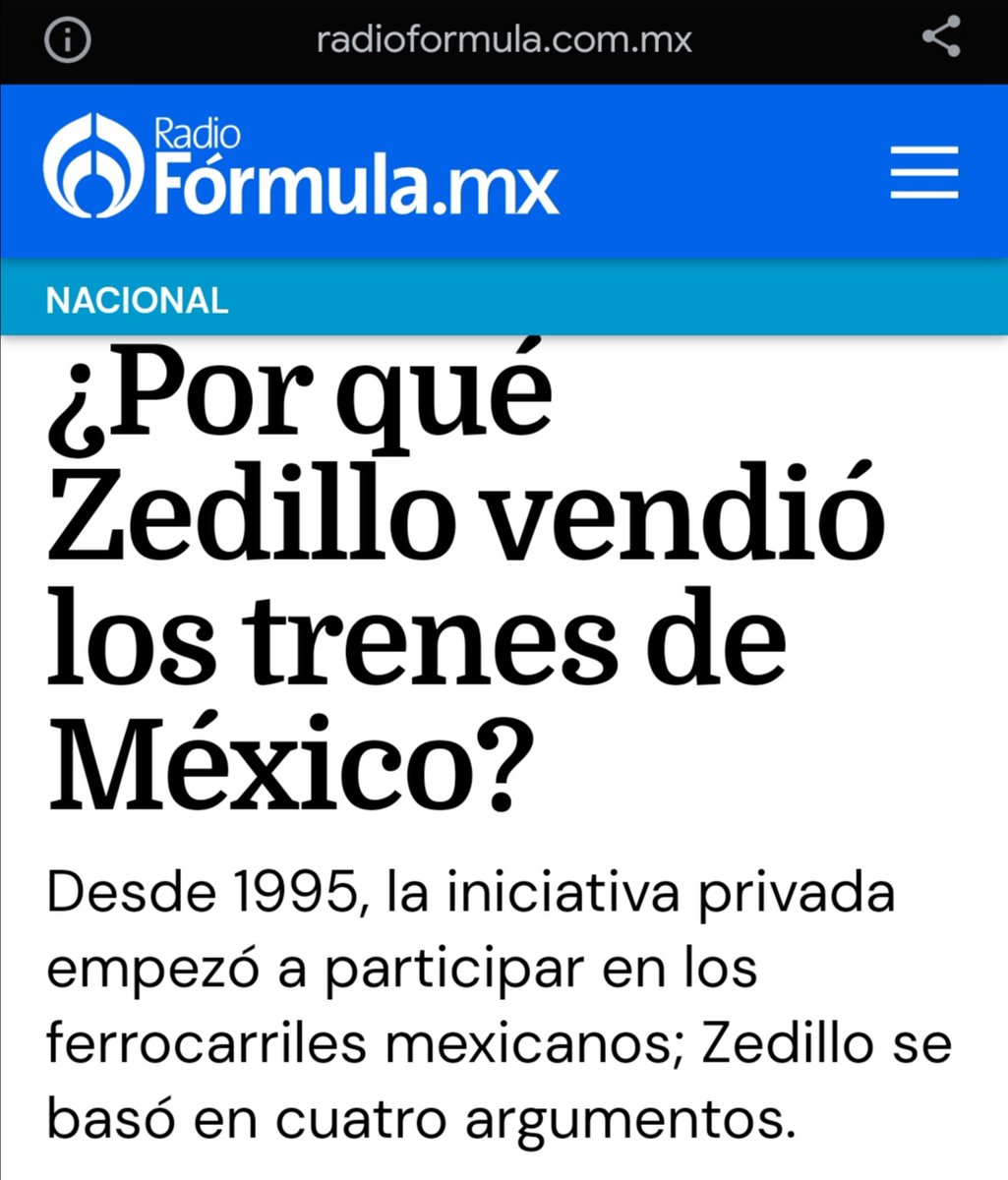 Chiuhuahua2O2O's tweet photo. Una de las razones de Zedillo para vender los trenes de México 
🤬🤬🤬

"El estado mexicano no tenía los recursos necesarios para modernizar la industria ferroviaria"

Hacer ricos a Ferromex y Ferrosur de Grupo México, así como Kansas City Southern de México. https://t.co/wI3wbNkB8a