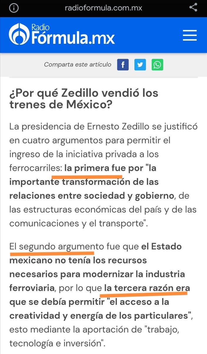 Chiuhuahua2O2O's tweet photo. Una de las razones de Zedillo para vender los trenes de México 
🤬🤬🤬

"El estado mexicano no tenía los recursos necesarios para modernizar la industria ferroviaria"

Hacer ricos a Ferromex y Ferrosur de Grupo México, así como Kansas City Southern de México. https://t.co/wI3wbNkB8a