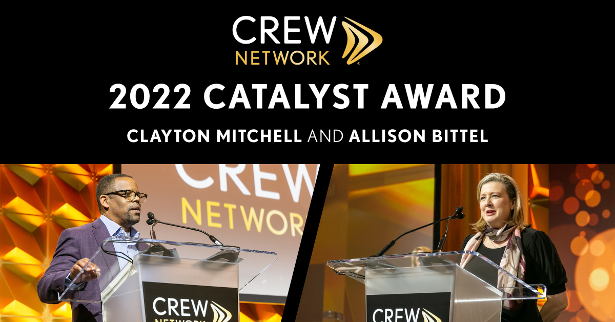 The CREW Catalyst Award honors industry leaders with an outstanding commitment to advancing women and #DEI, serving as catalysts for change in their companies and #CRE. Join us in celebrating this year's honorees and their important &amp; transformative work: bit.ly/3SsXly4