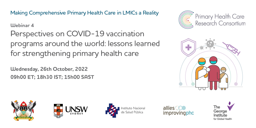 #WEbinar Back 🔥 This time we're discussing the #PublicHealth and #PrimaryHealthCare integration in #COVID19 vaccination campaigns globally. 📅 26th October, 09hrs00 🔊 @dponka @CFPC_e @georgeinstitute Join us! bit.ly/3TTAKed
