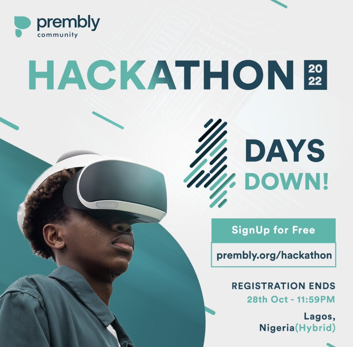 PremblyOrg's tweet photo. Registration for #PremblyHack22 ends Friday, 11:59 PM‼️

Get started : https://t.co/DiffrOpb6H🚀 https://t.co/eYh69KuKkd