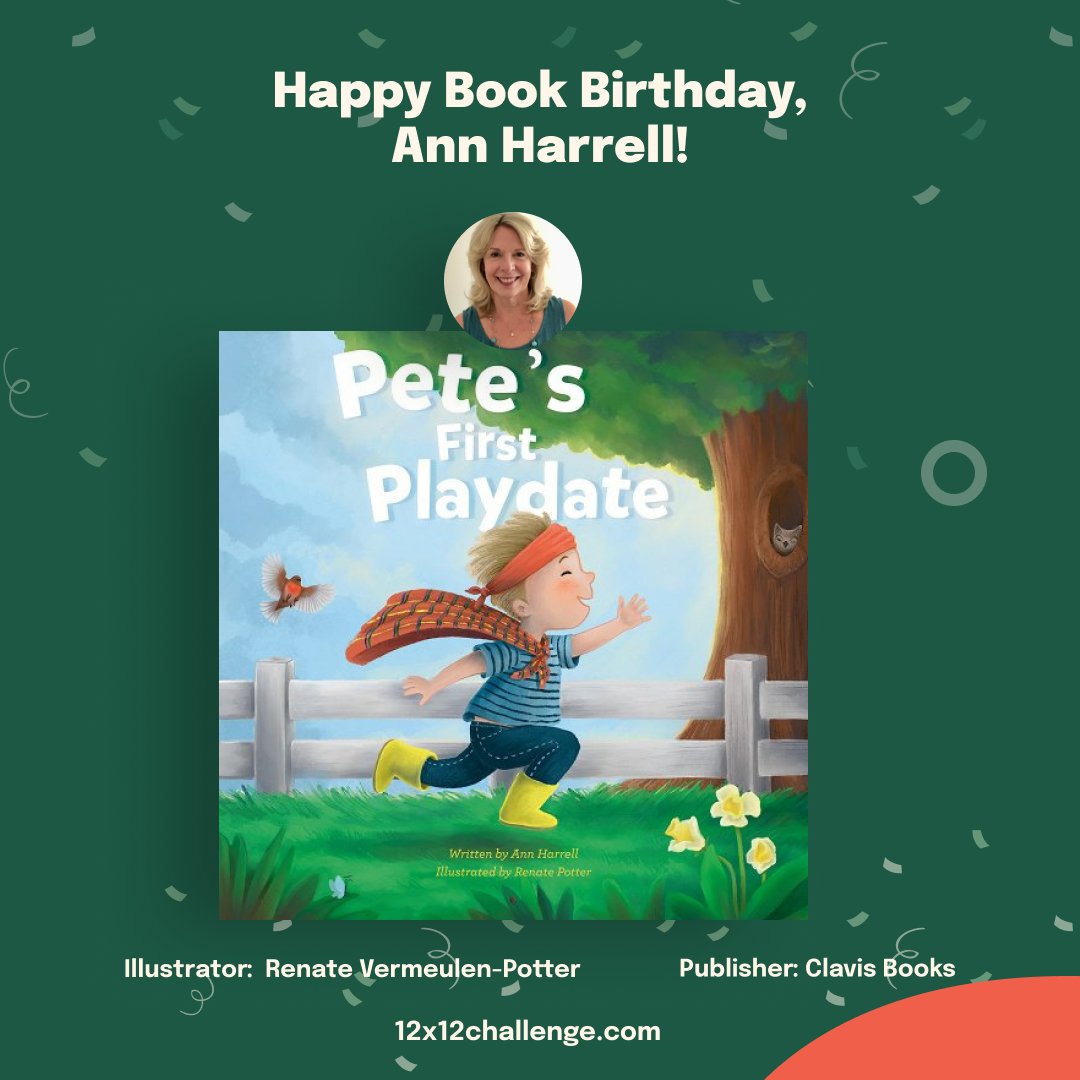 Happy Book Birthday to #12x12PB member <a href="/annmharrell/">ann harrell</a>! Her #picturebook, PETE'S FIRST PLAYDATE, illustrated by @PotterVermeulen and published by <a href="/clavisbooks/">Clavis Publishing</a>, is available for purchase today.

Way to go, Ann! Check out her book and MANY more: bit.ly/book-birthday

#newbook