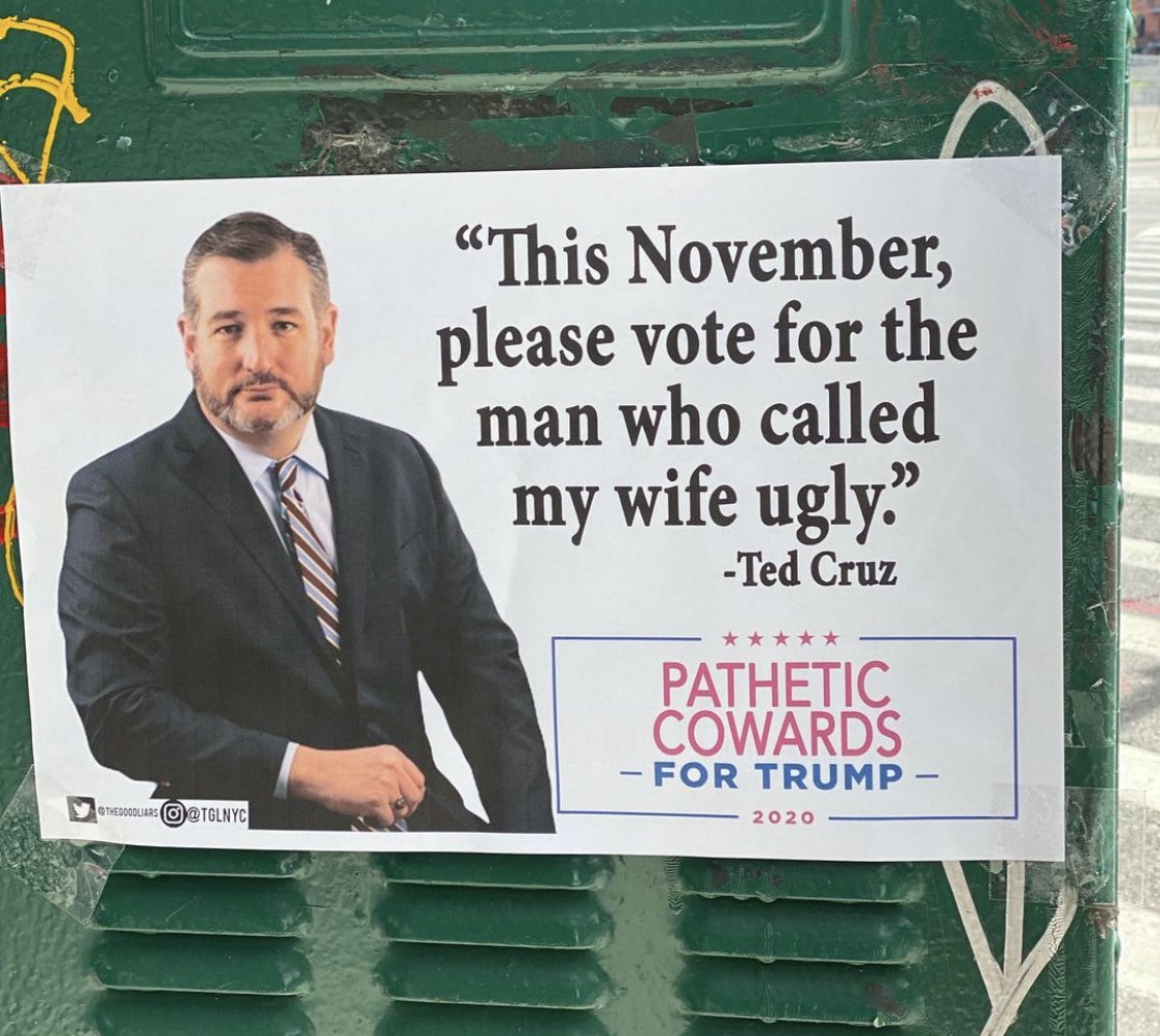 TheGoodLiars's tweet photo. Our Ted Cruz “Pathetic Cowards for Trump” sign we made in 2020. https://t.co/suzIXsc2Ua